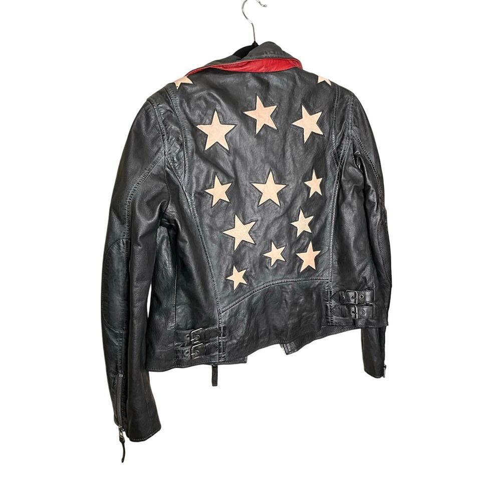 Mauritius Christy RF Leather Star Moto Jacket Zip-Up Black‎ Womens Size XL NWT - Picture 2 of 8